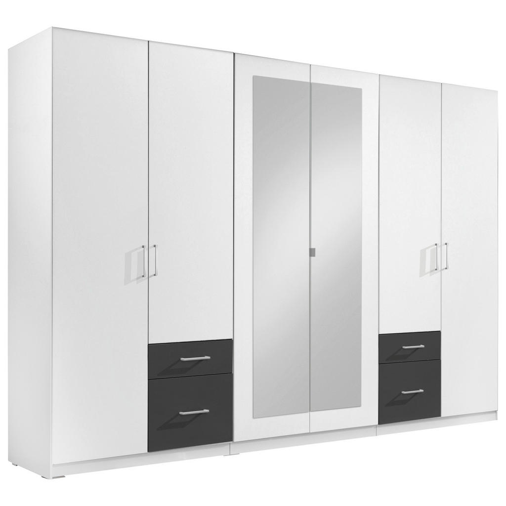 MID.YOU SKRIŇA SO ZRKADLOM, grafitová, biela, 270/210/58 cm.