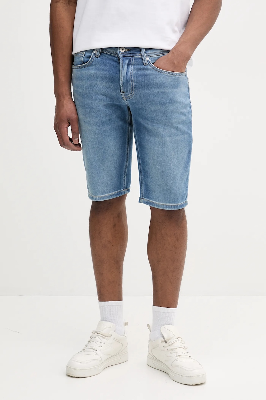 Rifľové krátke nohavice Pepe Jeans SLIM GYMDIGO SHORT TRACK PM801075HV1.