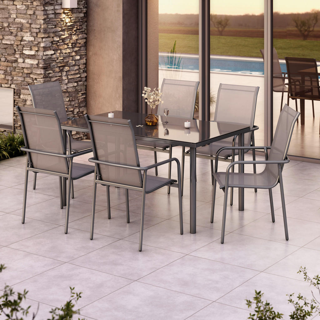 Ambia Garden ZOSTAVA ZÁHRADNÉHO NÁBYTKU kov, sklo, textil.