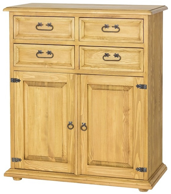 Sedliacka komoda z masívu com 107 slim - k17 biely vosk.