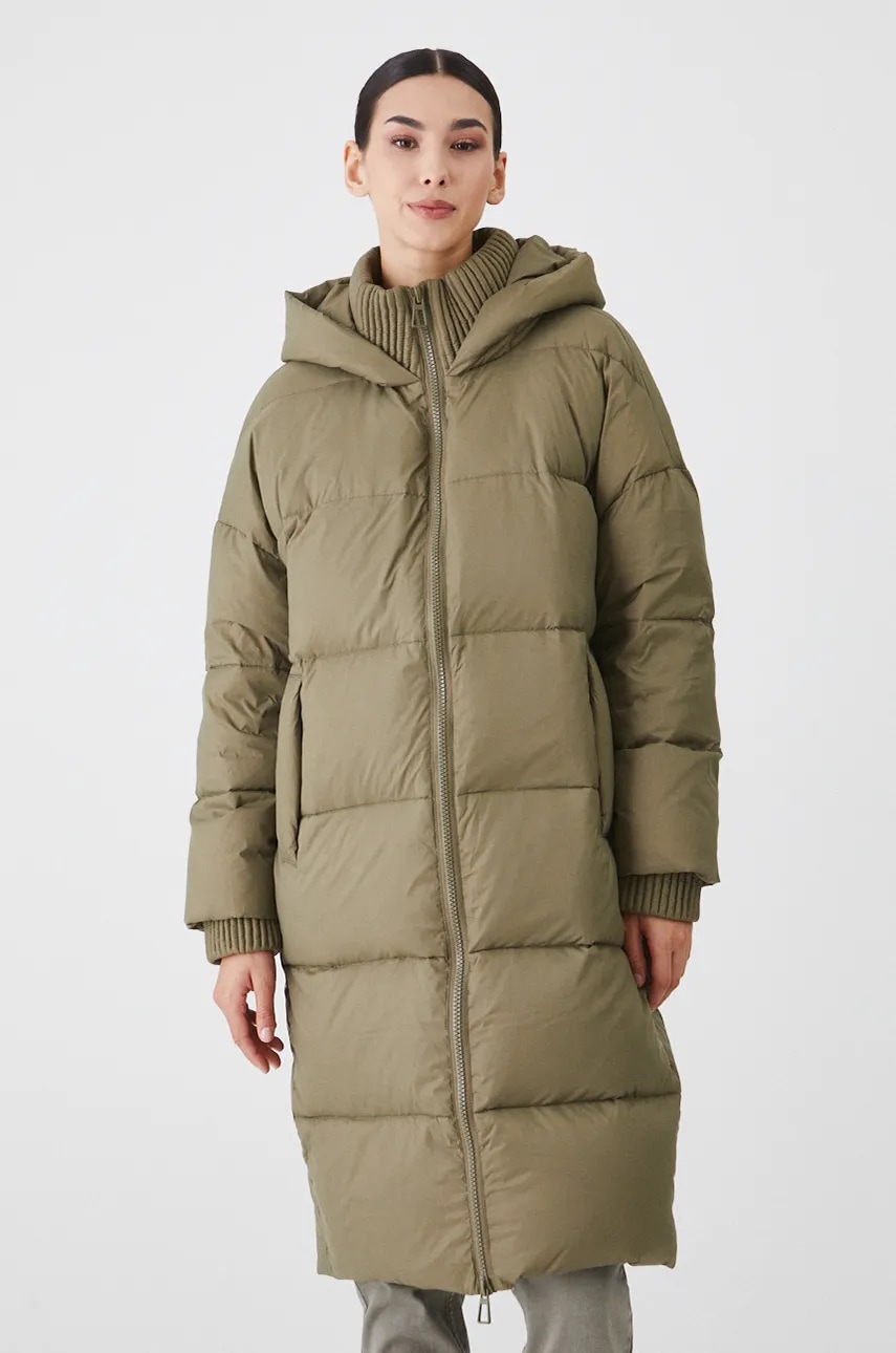 Páperový kabát Medicine dámsky, hnedá farba, zimný, oversize.