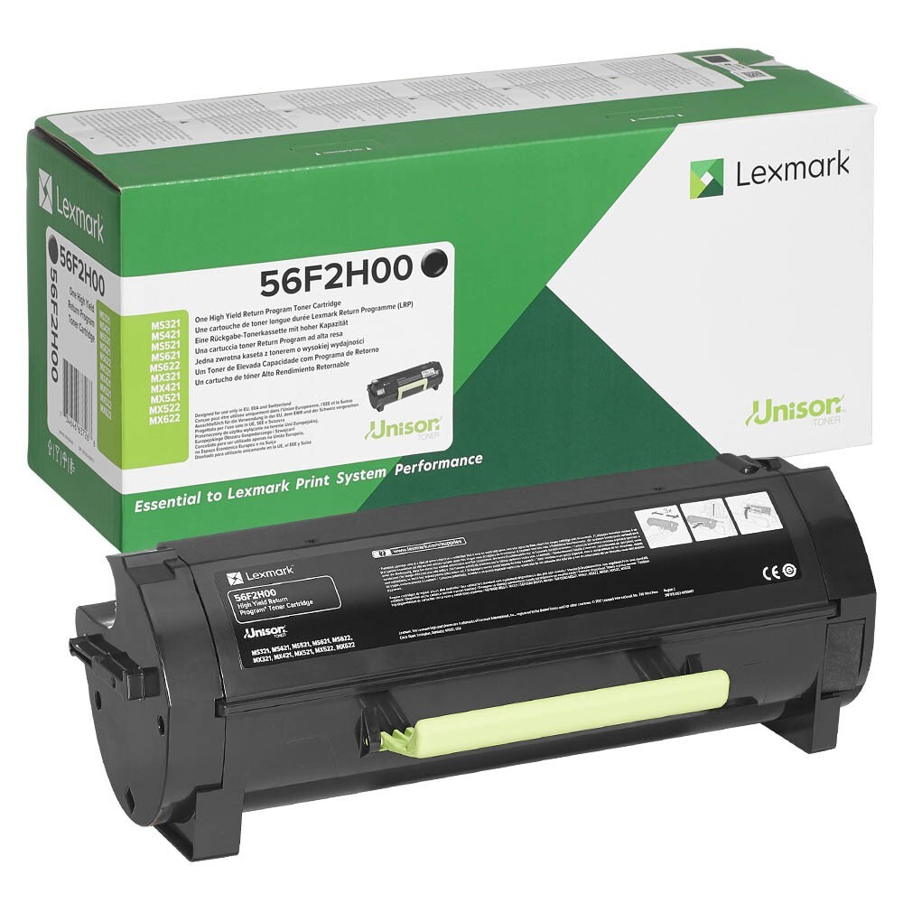 Lexmark 56F2H00 čierny (black) originálny toner.
Originálny toner = záruka priamo od výrobcu tlačiarne
100 % použitie v tlačiarni - bezproblémové fungovanie s vašou tlačiarňou
Použitím originálnej náplne predlžujete životnosť tlačiarne
Overená špičková kvalita - vysoko kvalitná a spoľahlivá tlač originálnou tlačovou kazetou od prvej do poslednej stránky
Trvalé a profesionálne výsledky tlače - dlhodobá udržateľnosť tlače
Kratšia prodleva pri tlači stránok
Garancia Vašej spokojnosti s použitím našej originálnej náplne
Zabezpečujeme bezplatnú recykláciu originálnych náplní
Zlyhanie náplne v menej ako 1% prípadov
Jednoduchá a rýchla výmena náplne

Kód výrobcu: 56F2H00