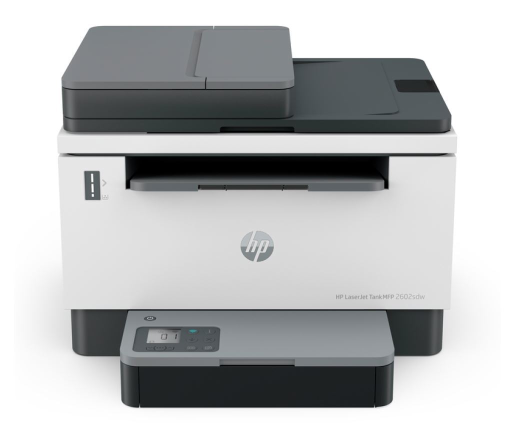 HP LaserJet Tank 2604sdw 381V1A#B19 laserová multifunkcia.
*Jednoduché doplnenie tonera za 15 sekúnd s originálnym tonerom HP
*Všetky funkcie na zabezpečenie maximálnej produktivity.

* LCD displej s ikonami; 2 kontrolky (médiá, otvorený kryt); 10 tlačidiel (WiFi, dole, ponuka, hore, kopírovanie, kopírovanie dokladov, informácie, pokračovanie, zrušenie, napájanie)
*Tlač, kopírovanie, skenovanie
* Laser

Formát tlačiarne:  A4
Rozlíšenie [DPI]:  Až 600 x 600 dpi
Rýchlosť čiernej tlače [str/min]:  A4, normálna: až 22 str./min; A4, obojstranný: až 14 obr./min
Tlač prvej strany [sec]:  Už za 8 s
Max.
Pamäť [MB]: Štandardne: 64 MB; Maximálna: 64 MB SDRAM

Obojstranná tlač:  Automaticky

Kapacita zásobníka [str]: 

Štandardný vstup: Vstupný zásobník na 250 listov
Voliteľný vstup: Nepoužíva sa
Automatický podávač dokumentov: Štandardne, 40 listov

Výstupná kapacita Štandardne: Až 100 listov
Obálky: Až 10 obálok
Priehľadné fólie: Nepodporuje fólie
Maximálna: Až 100 listov

Rozhranie:  Vysokorýchlostný port USB (kompatibilný so špecifikáciou USB 2.0); Ethernet 10/100 Base-TX; 802.11a/b/g/n (2,4/5 GHz) Wi-Fi rádio + BLE

Tlačové jazyky:  PCLmS; URF; PWG

Skenér:  Typ skenera: Plochý skener, automatický podávač dokumentov (voliteľne); Technológia skenovania: Kontaktný obrazový senzor (CIS); Vstupné režimy skenovania: Aplikácia HP Smart; a používateľské aplikácie využívajúce ovládač Twain; Twain verzia: Verzia 2.1; Obojstranné skenovanie prostredníctvom automatického podávača dokumentov: Nie; Maximálna veľkosť skenovaného dokumentu (plochý): 216 x 297 mm; Optické rozlíšenie skenu: Až 600 dpi

Fax:  Nie

Spotreba [W]:  Prebiehajúca tlač: 390 W, pohotovostný režim: 2,7 W, režim spánku: 0,51 W, ručne vypnuté: 0,05 W, automatické vypnutie / ručné zapnutie: 0,05 W, automatické vypnutie / zapnutie cez LAN: 0,5 W

Hlučnosť [dB]:  Zvukové emisie – napájanie: 6,3 B(A); Emisie akustického tlaku: 49 dB(A)
Rozmery:  Minimálne 418 x 345 x 311,4 mm; Maximálne: 418 x 398,5 x 311,4 mm
Hmotnosť [kg]:  9,5 kg

Podporované operačné systémy:  Windows 11; Windows 10; Windows 7; macOS 10.15 Catalina; macOS 11 Big Sur; macOS 12 Monterey; Linux

Obsah balenia: 381V1A Tlačiareň HP LaserJet Tank MFP 2604sdw; Čierny originálny zobrazovací valec HP LaserJet Tank (v balení zavádzací s výťažnosťou čierneho tonera cca 5 000 strán); Napájací kábel; Inštalačná príručka; Referenčná príručka; Letáky s regulačnými informáciami / informačné letáky

Záruka: 24 mesiacov