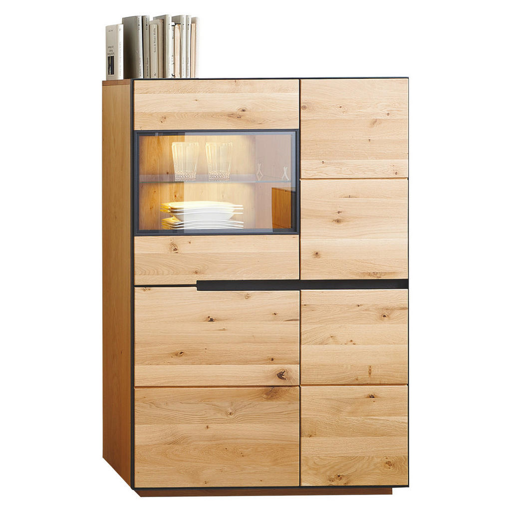 Linea Natura VYSOKÁ KOMODA, dub, antracitová, farba duba, 89/136/38 cm.