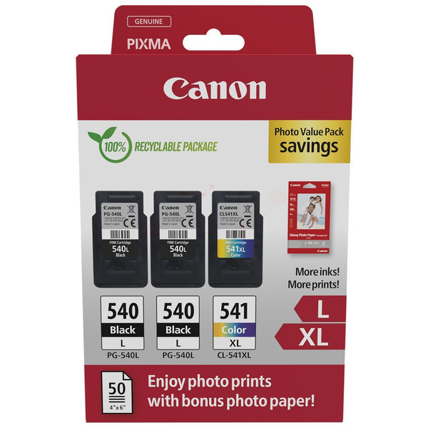 Canon PG-540L 2x + CL-541XL 5224B015 farebná (CMYK) sada originálne cartridge.
Originálna cartridge = záruka priamo od výrobcu tlačiarne
100 % použitie v tlačiarni - spoľahlivá a bezproblémová tlač
Použitím originálnej náplne predlžujete životnosť tlačiarne
Overená špičková kvalita - jasný a čitateľný text, jemná grafika, kvalitnejšie obrázky
Použitie originálnej kazety ponúka rýchly a vysoký výkon a pritom stabilné výsledky = EFEKTÍVNA TLAČ
Jednoduchá inštalácia a údržba
Zabezpečujeme bezplatnú recykláciu originálnych náplní
Garancia Vašej spokojnosti s použitím našej originálnej náplne

Kód výrobcu: 5224B015