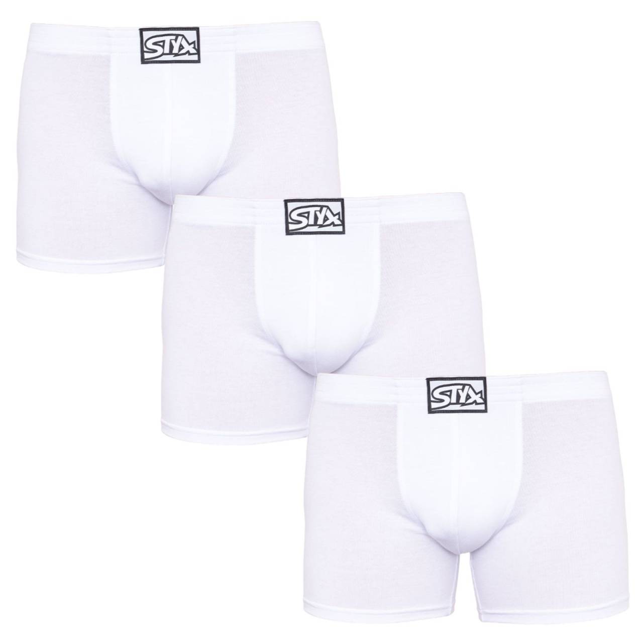 3PACK pánske boxerky Styx long klasická guma biele (3F1061) M, trenky.
Hľadáte dokonalú kombináciu pohodlia, štýlu a kvality?
Prvotriedny materiál pre dokonalé pohodlie
Tieto boxerky sú vyrobené z jedinečnej zmesi bavlny, modalu a elastanu.
Perfektne padnúce a pohodlné klasické elastické
Pánske boxerky Styx majú dlhšie nohavičky, ktoré zabraňujú nepríjemnému zrolovaniu a zaisťujú maximálne pohodlie pri akomkoľvek pohybe.
Prečo si boxerky Styx zamilujete

Prvotriedna kombinácia bavlny a modalu: Mäkká, priedušná a príjemná na telo.
Dlhšia nohavička: Zabraňuje žmolkovaniu a zaisťuje väčšie pohodlie.
Klasický elastický pás: Netlačí, ale pevne drží na svojom mieste.
Vhodné na bežné nosenie a šport: Skvelá voľba pre aktívnych mužov.
Vyrobené v ČR: Česká kvalita a precízne spracovanie.

Spodná bielizeň Styx patrí medzi najobľúbenejšie.
Česká značka Styx je medzi zákazníkmi známa najmä vďaka spodnej bielizni s neotrelými vzormi vo výrazných farbách.
Ako sa starať o boxerky Styx?
Aby vaše obľúbené boxerky vydržali dlho v dobrom stave, odporúčame dodržiavať tieto tipy:

Pranie: Odporúčame prať na 30 ° C, aby si materiál zachoval svoju jemnosť a elasticitu.
Sušenie: Nevhodné do sušičky, aby sa predišlo strate pružnosti a poškodeniu vlákien.
Žehlenie: Pokiaľ je potrebné, je možné žehliť na nízku teplotu, ale odporúčame žehliť naruby.

Tip: Nájsť ten správny kus spodnej bielizne, ktorý vám dokonale padne, môže byť náročné.