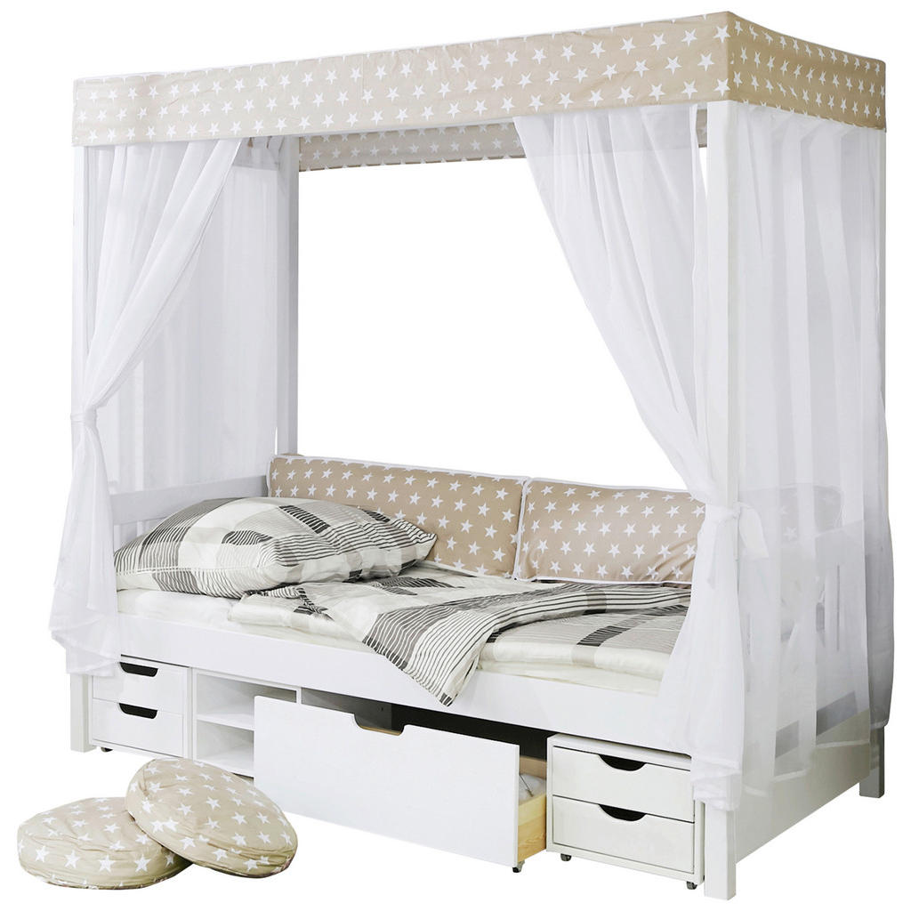 MID.YOU POSTEĽ S NEBESAMI, 90/200 cm biela, béžová.