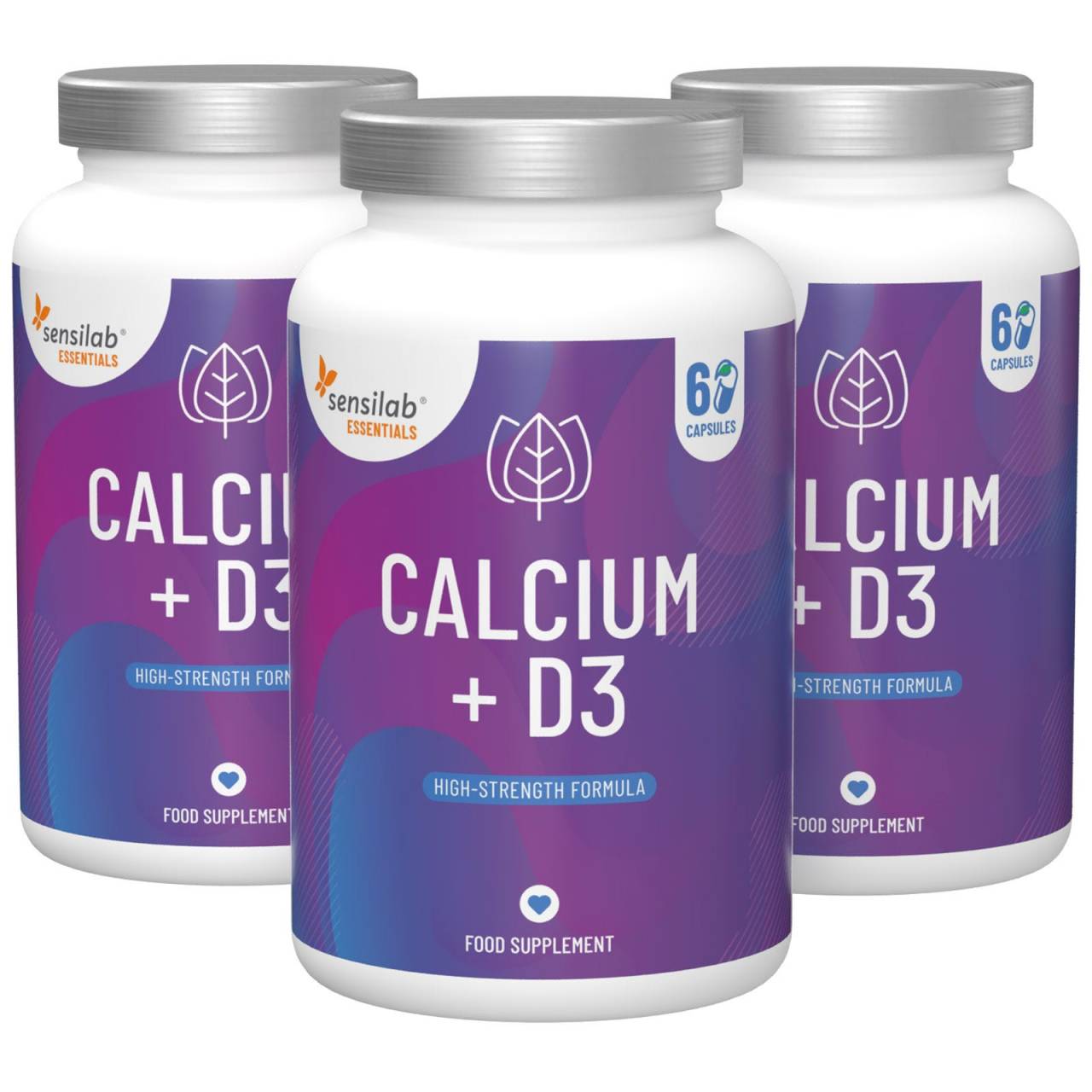 Essentials Cálcio + D3 de alta dose - vegan, 180 cápsulas.