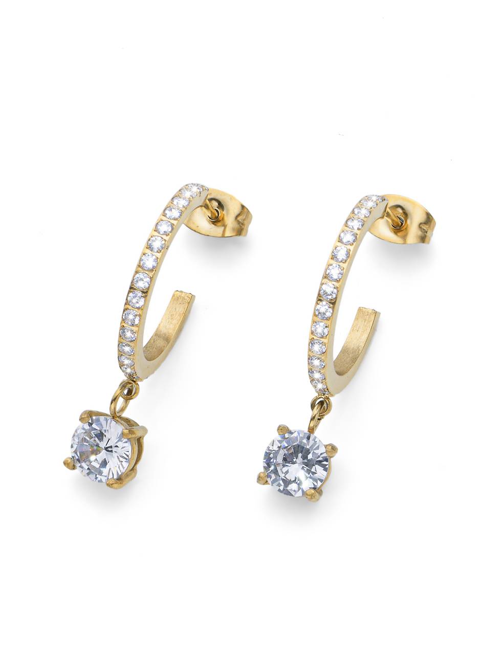 Oliver Weber Očarujúce pozlátené náušnice s kubickými zirkónmi Nereids Crystal Spirits 23047G.