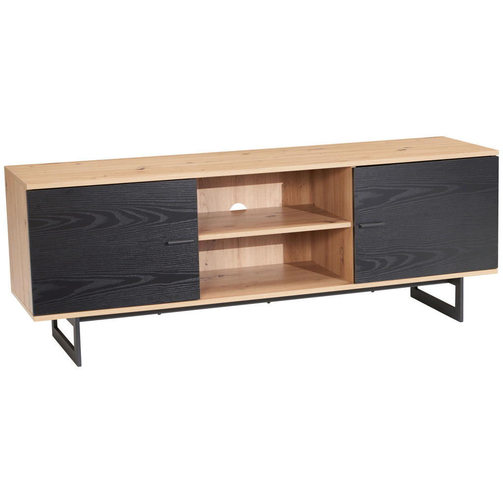 Livetastic NÍZKA KOMODA, čierna, farba duba, 150/55/40 cm.