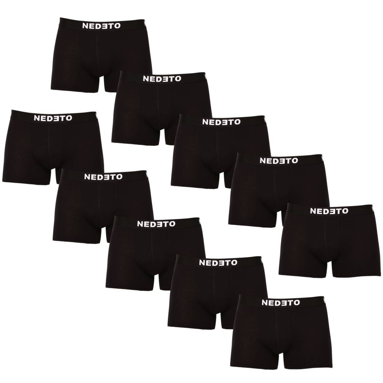 10PACK (8+2 zdarma) pánske boxerky Nedeto čierne (10NDTB001-brand) S, trenky.
Objav maximálne pohodlie a štýl s týmito pánskymi boxerkami značky Nedeto v univerzálnej čiernej farbe.
Príjemný materiál pre tvoj maximálny komfort
Boxerky Nedeto sú vyrobené z kvalitnej zmesi bavlny a elastanu.
Cenovo dostupný dizajn a štýl
Tieto čierne boxerky Nedeto majú jednoduchý, ale štýlový dizajn, ktorý sa perfektne hodí pre všetkých moderných mužov.
Prečo by boxerky Nedeto v tvojom šatníku nemali chýbať

Vhodné na každodenné nosenie aj šport: Ideálne ako do práce, tak na relaxáciu alebo pohybové aktivity.


Dlhšie nohavičky: Poskytujú väčšie pohodlie a podporu pri pohybe.


Kvalitná elastická guma: Boxerky pevne držia na svojom mieste a sú pohodlné po celý deň.


Skvelý pomer kvality a ceny: V balení získaš niekoľko kusov štýlových a pohodlných boxeriek.

Česká značka Nedeto vsádza na kvalitu
Boxerky Nedeto u nás nosíme všetci, vyrobili sme si ich totiž sami.
Ako sa starať o boxerky:

Pranie: Odporúčame prať na 30°C, čo je ideálna teplota na odstránenie nečistôt a udržanie kvality materiálu.


Žehlenie: Pokiaľ je treba, môžeš boxerky žehliť na nízku teplotu vhodnú pre bavlnu.


Sušička: Nesušte v sušičke.