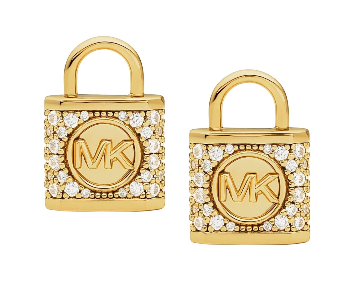 Michael Kors Strieborné náušnice kôstky so zirkónmi Visiaci zámok MKC1628AN710.