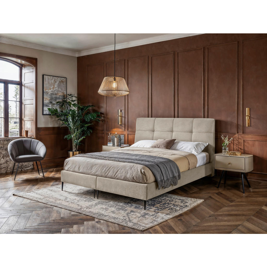 MID.YOU BOXSPRINGOVÁ POSTEĽ, 180/200 cm, krémová.