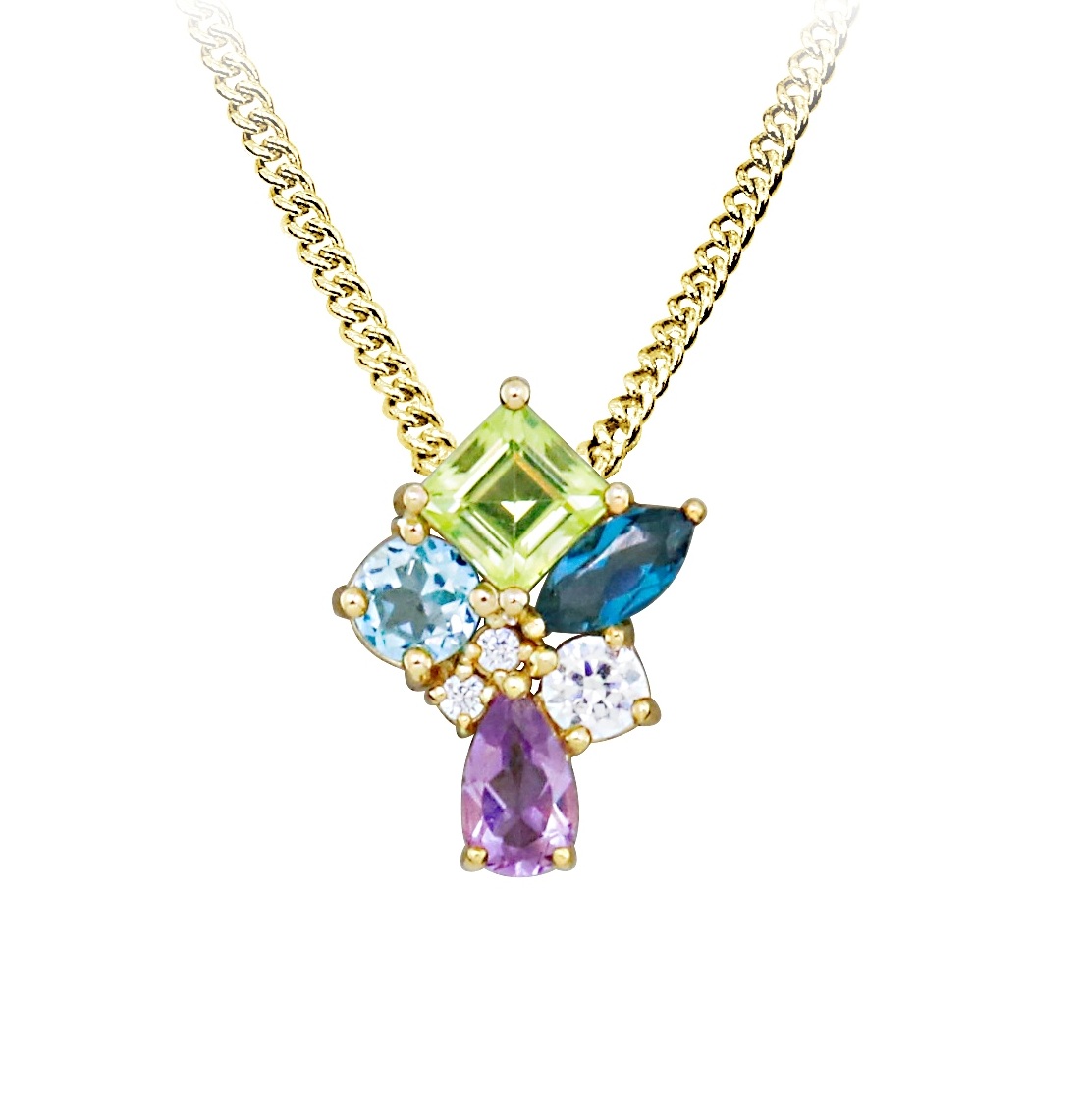 Silver Cat Hravý pozlátený náhrdelník Colored stones SC626 (retiazka, prívesok).