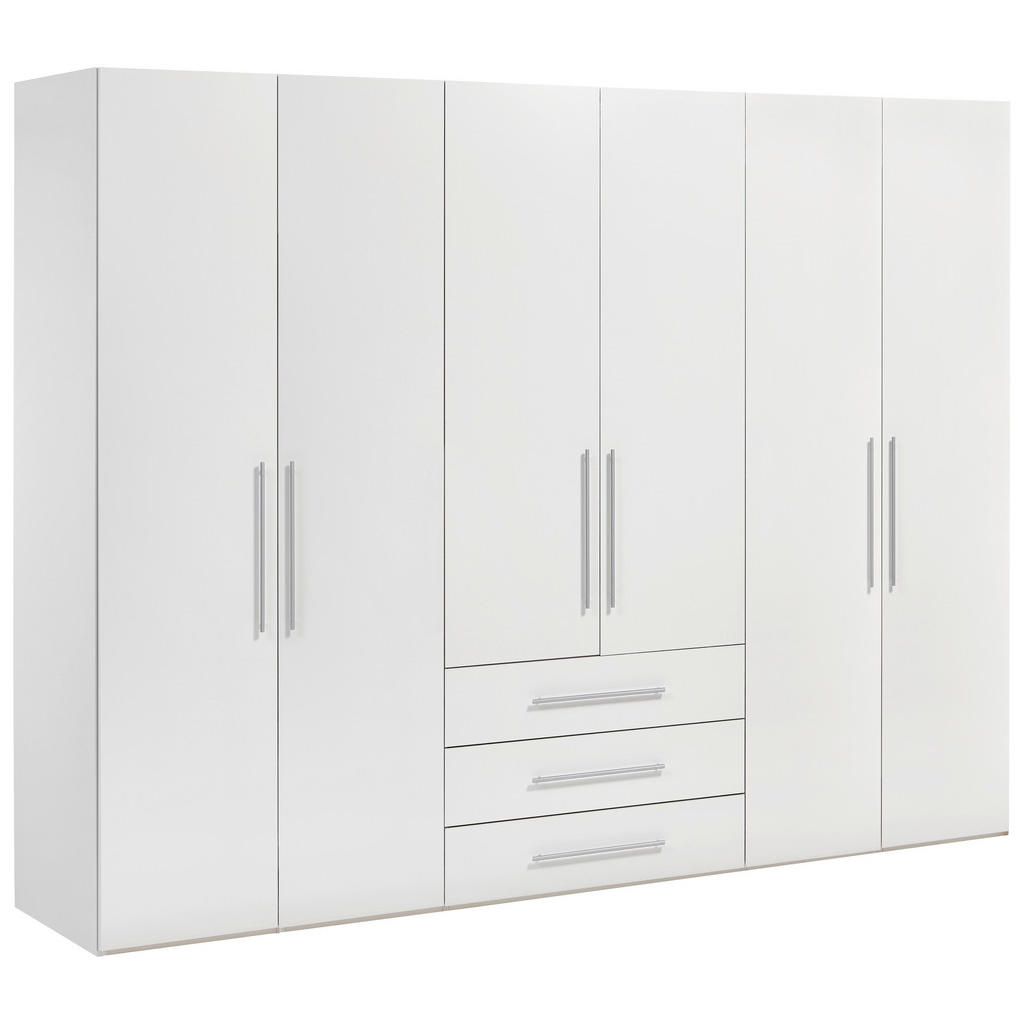 Xora SKRIŇA S OTOČNÝMI DVERAMI, biela, biela s vysokým leskom, 292,8/218,6/59,6 cm.