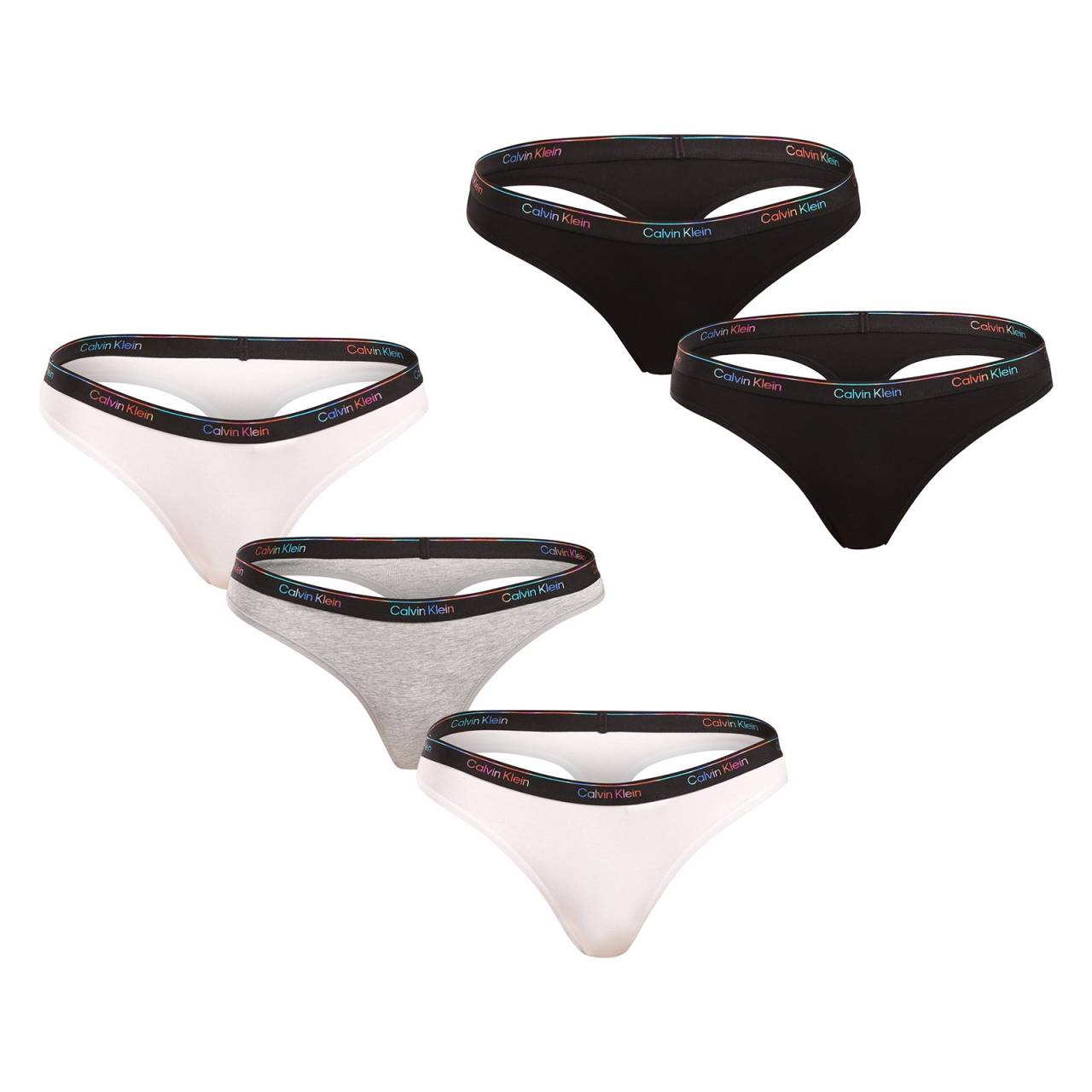 5PACK ženske tangice Calvin Klein večbarvne (QD5322-WBT) XS.
Dodajte svoji garderobi pridih razkošja in ekskluzivnosti z ženskimi tangicami Calvin Klein.
Vrhunski material za celodnevno udobje
Tange Calvin Klein so izdelane iz kakovostne mešanice bombaža in elastana, ki zagotavlja mehkobo, zračnost in prijeten občutek na koži ves dan.
Elegantna zasnova in praktičen rez
Preproste linije zagotavljajo, da se bodo tangice Calvin Klein odlično podale k vsaki obleki.
Zakaj bi si kupili tangice Calvin Klein?

Vrhunski material za vrhunsko udobje in popolno prileganje.


Brezčasna zasnova z ikonično tkano gumo.


Odlična izbira za vsakodnevno nošenje, šport in posebne priložnosti.

Spodnje perilo Calvin Klein obožujejo ljudje po vsem svetu
Izjemno spodnje perilo Calvin Klein je ena od stalnic modne industrije.
Kako skrbeti za tangice Calvin Klein
Če želite ohraniti kakovost in udobje, upoštevajte te preproste korake:

Pralnica: do najvišje temperature 30 °C.


Sušenje: Tange lahko sušite v sušilnem stroju na nizki stopnji ali na zraku zunaj neposredne sončne svetlobe, da ohranite intenzivno črno barvo.


Likanje: Likanje ni potrebno, kar vam prihrani čas.

Nasvet: Iskanje najljubšega spodnjega perila je lahko dolga pot, zato želimo, da bi vaši najljubši kosi zdržali dolgo časa.