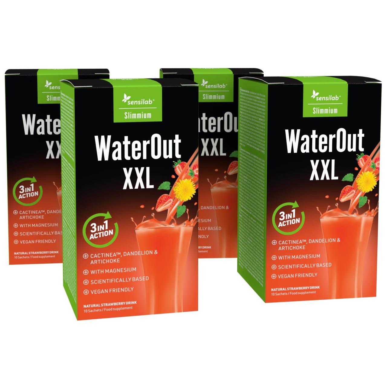 WaterOut XXL | 4 confezioni | Perdita di peso dell'acqua per una perdita di peso più rapida | Drenante forte | SlimJOY.