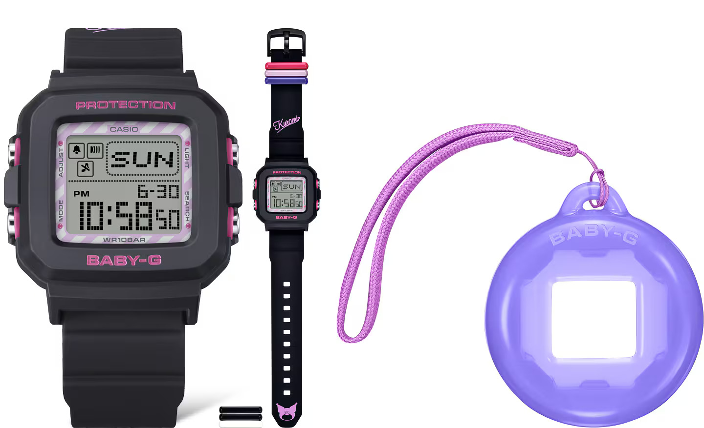 Casio Dárkový set BABY-G BGD-10KKM-1ER Kuromi Collaboration (397) + náhradní pouzdro jako přívěsek.