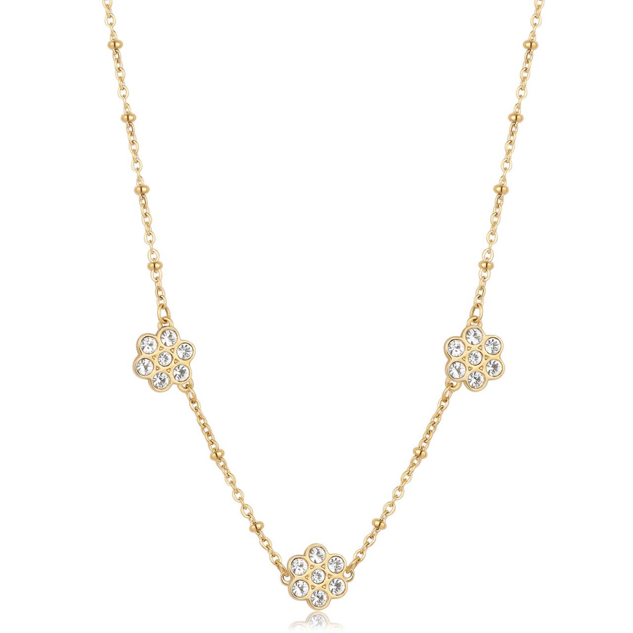 S'Agapõ Pozlátený oceľový náhrdelník s kvetmi Aurora SAR43.