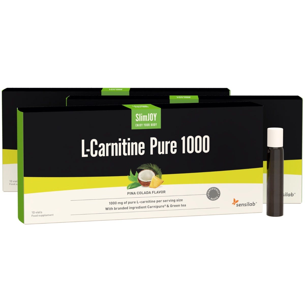 SlimJOY L-Carnitine Pure 1000 | 1+2 GRATIS | Reinstes flüssiges L-Carnitin für eine effektive Fettverbrennung | 3x 10 Ampullen für 30 Tage | Sensilab.