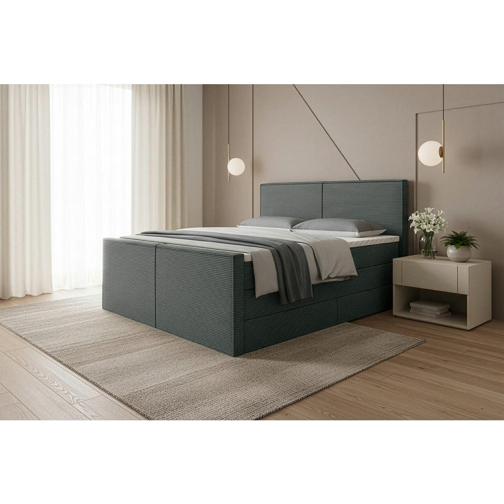 Livetastic BOXSPRINGOVÁ POSTEĽ, 140/200 cm, sivá.