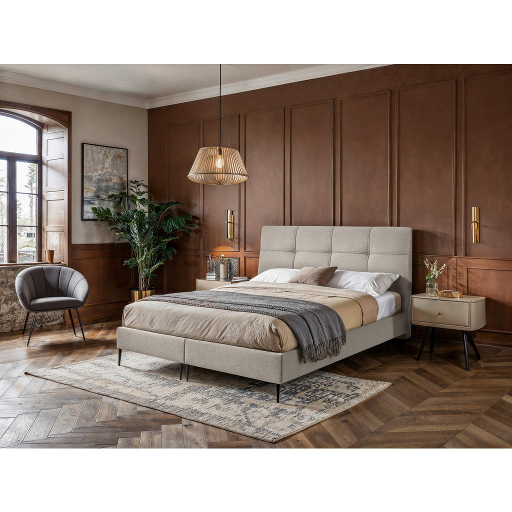 MID.YOU BOXSPRINGOVÁ POSTEĽ, 140/200 cm, krémová.