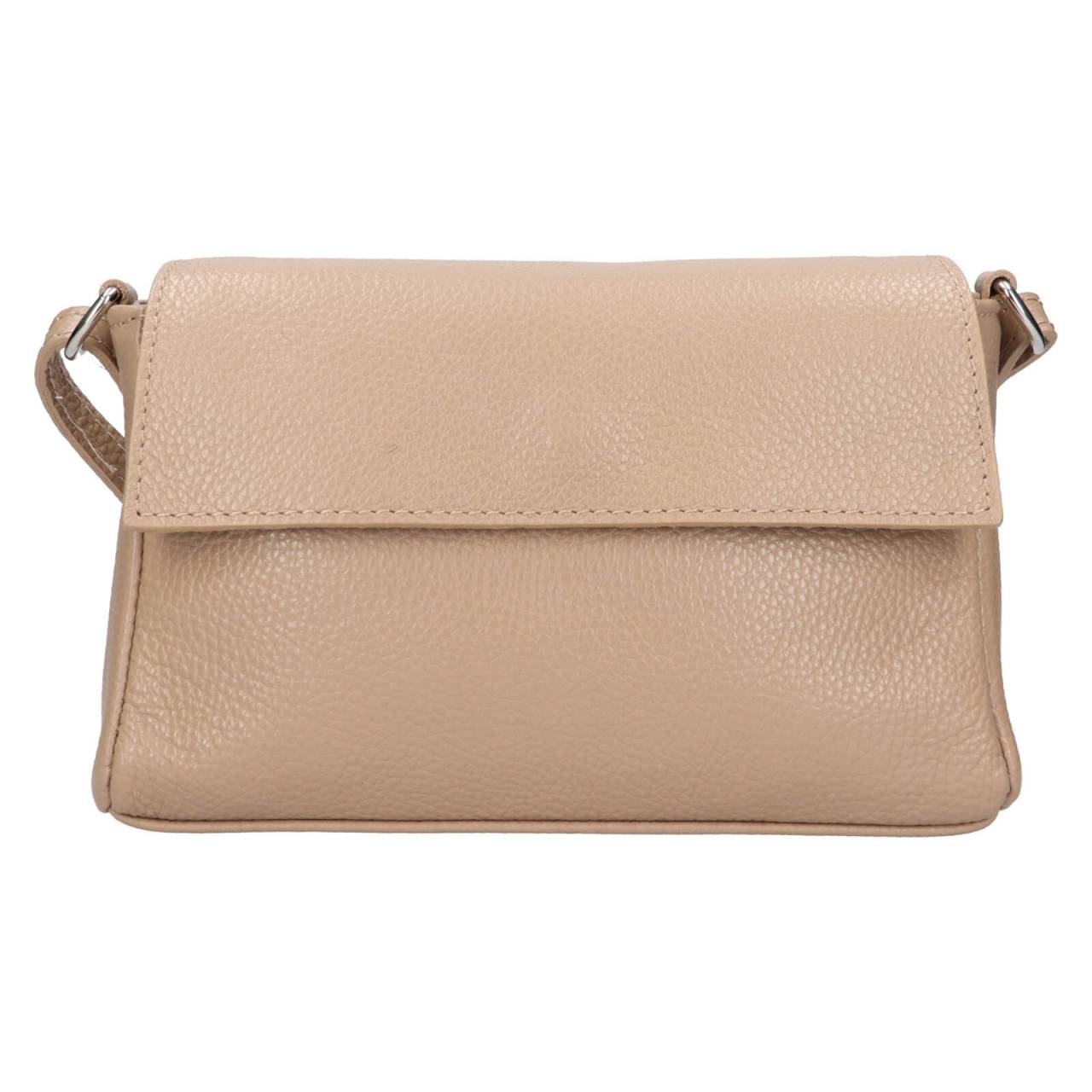 Dámska kožená crossbody kabelka Italia Darina - béžová.