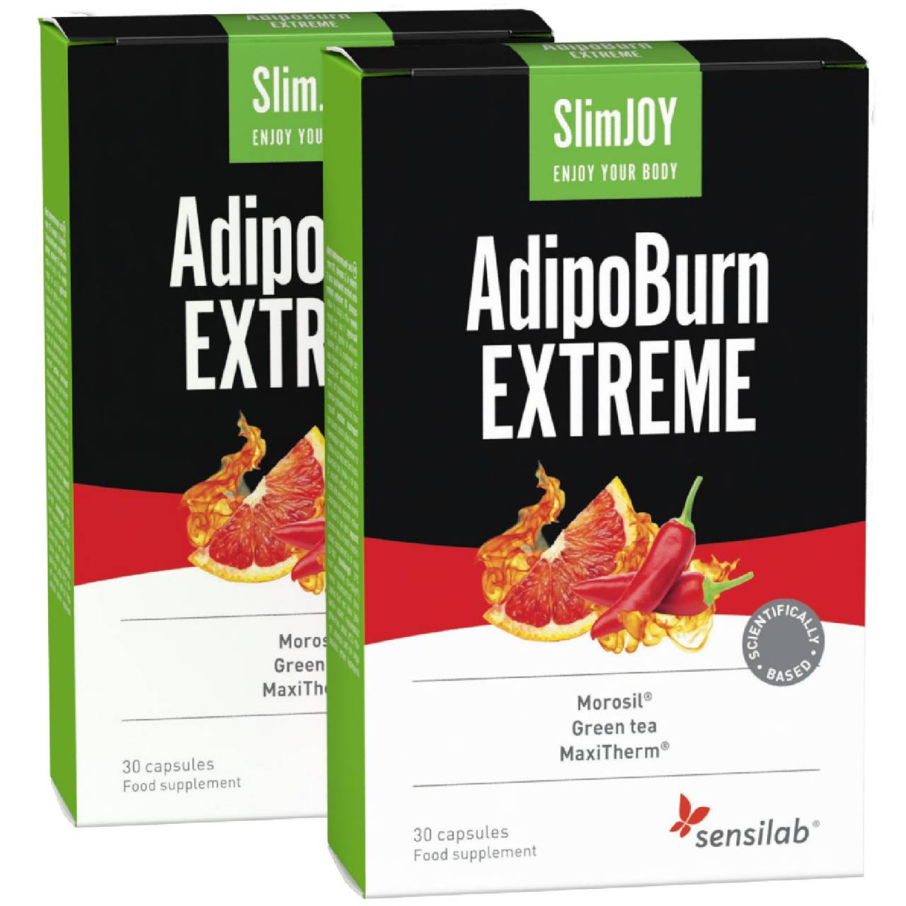 SlimJoy AdipoSlim EXTREME | 1+1 GRATIS | Bruciare grasso addominale | Cura per 2 mesi | 2x 30 capsule | Sensilab.