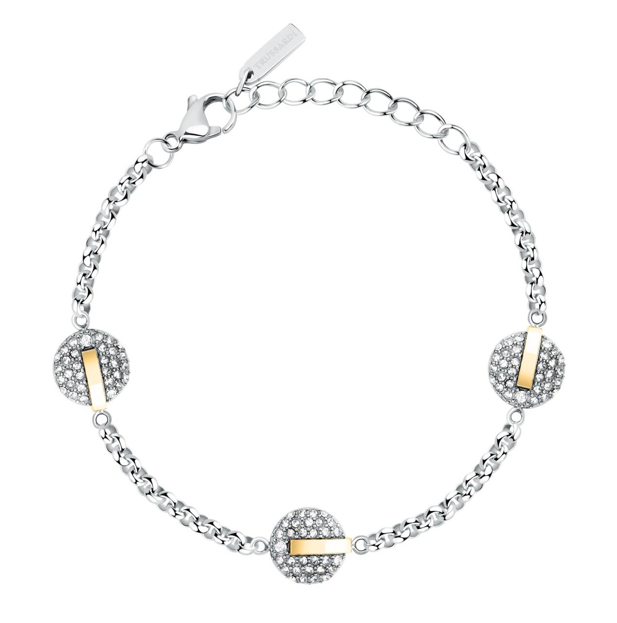 Trussardi Trblietavý bicolor náramok z ocele T-Round TJAYF10.