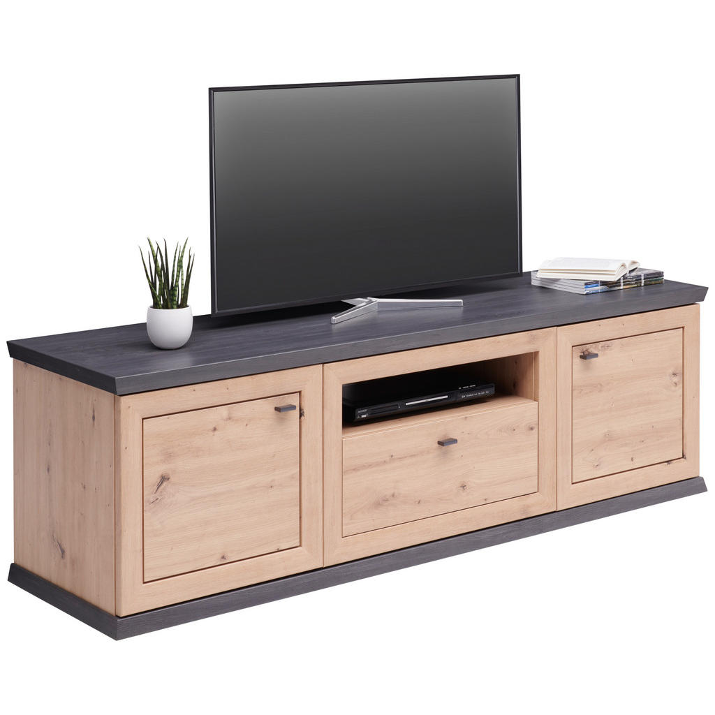 Hom`in NÍZKA KOMODA, farba duba, tmavosivá,.