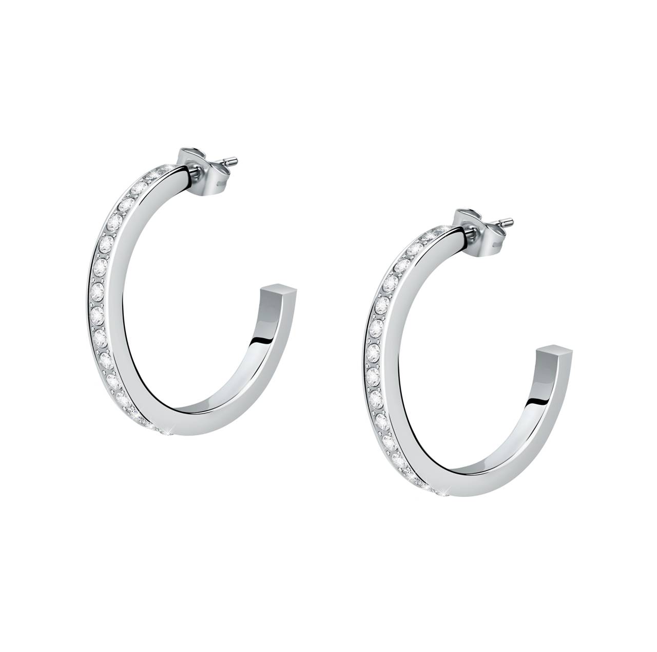 Morellato Elegantné oceľové náušnice kruhy s kryštálmi Creole SAUP03.