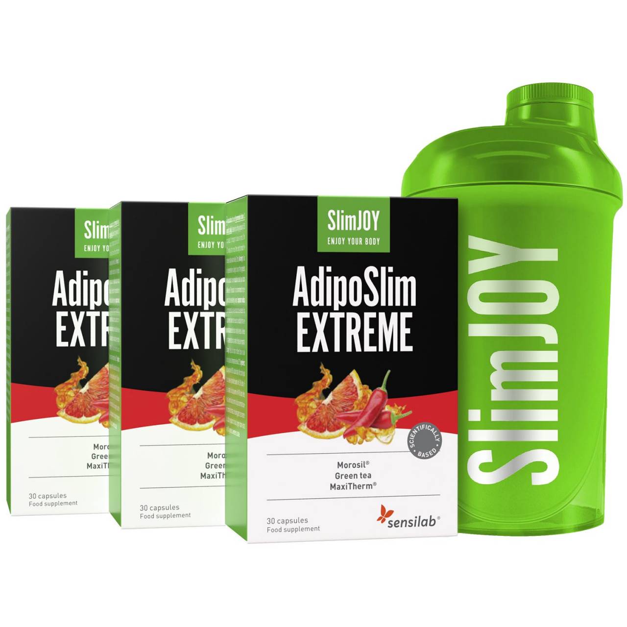 AdipoSlim EXTREME | 3x + Shaker ZDARMA | chudnutie brucha |  o 30 % silnejšia formula | Program na 3 mesiace| 90 kapsúl | SlimJOY.
