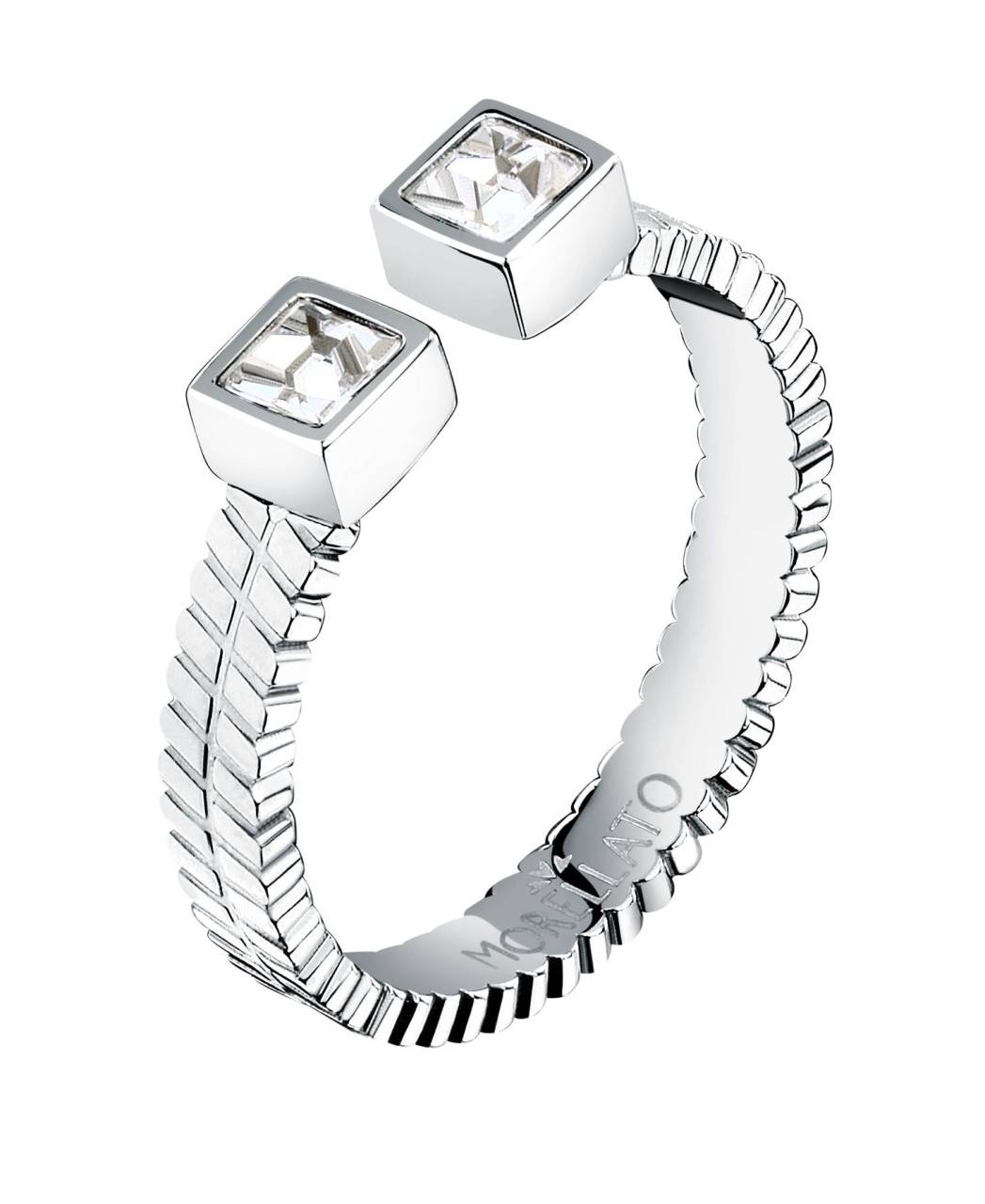 Morellato Otvorený oceľový prsteň s kryštálmi Gioia SAVY3901 54 mm.