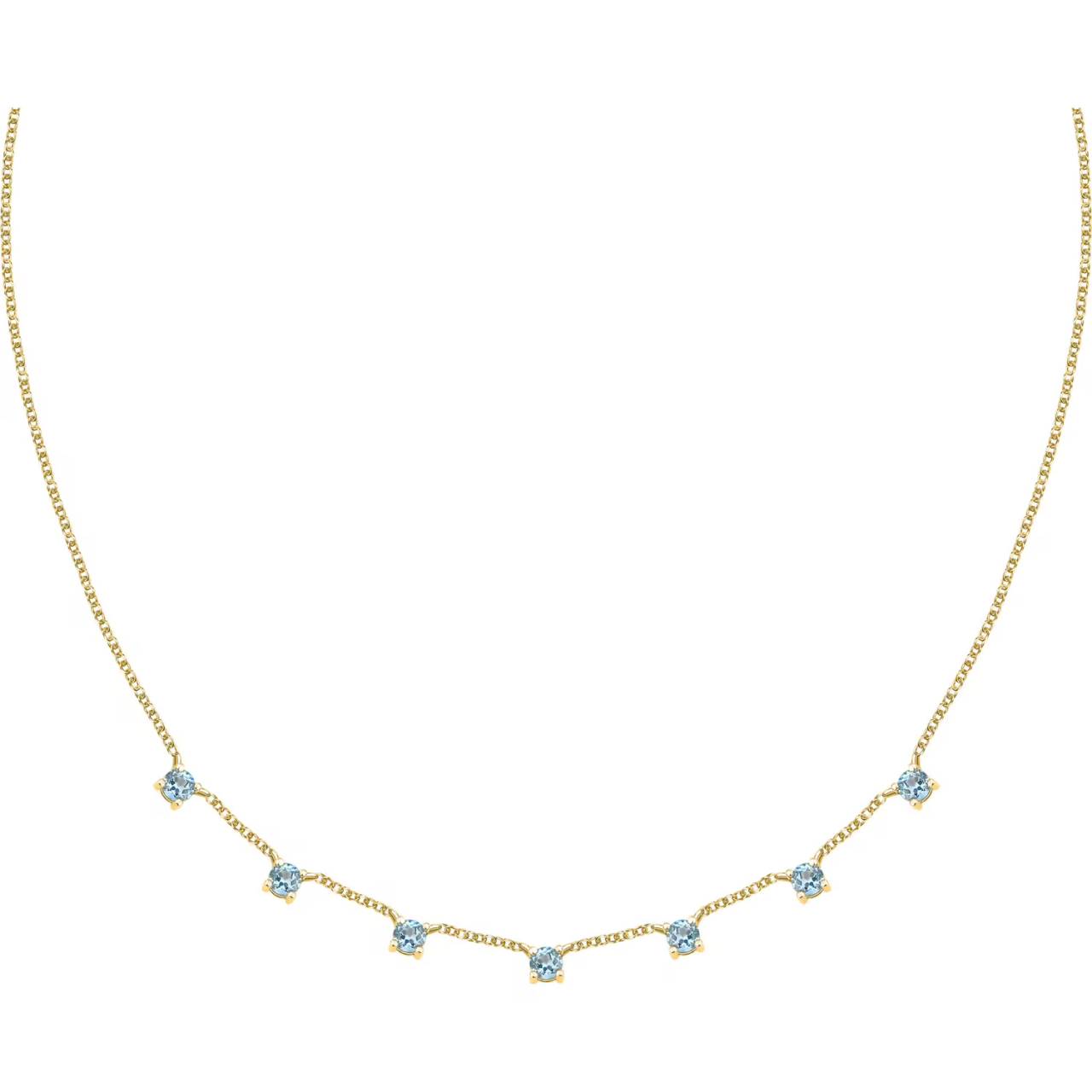 Morellato Pozlátený náhrdelník s modrými kubickými zirkónmi Tesori SAIW303.