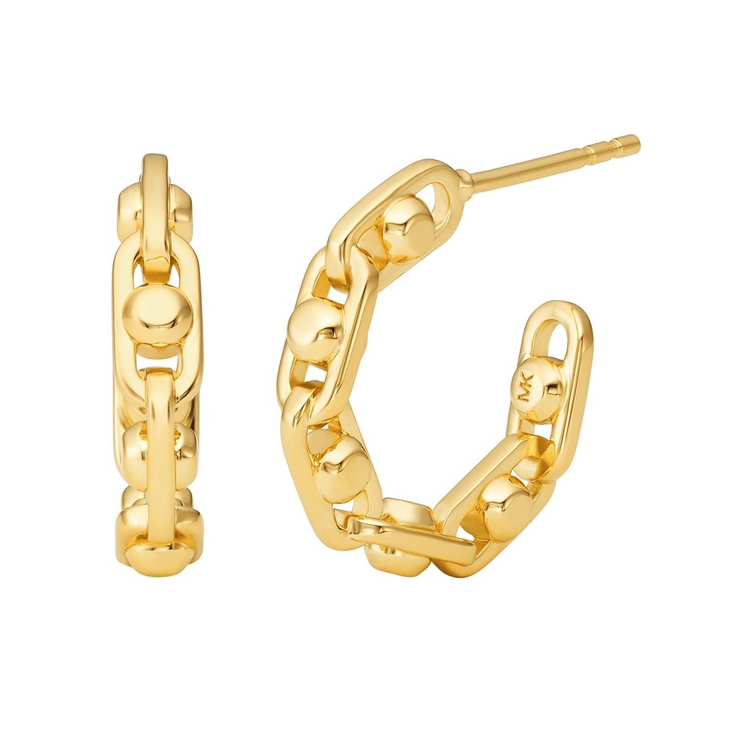 Michael Kors Fashion pozlátené náušnice kruhy Astor Link MKC171100710.