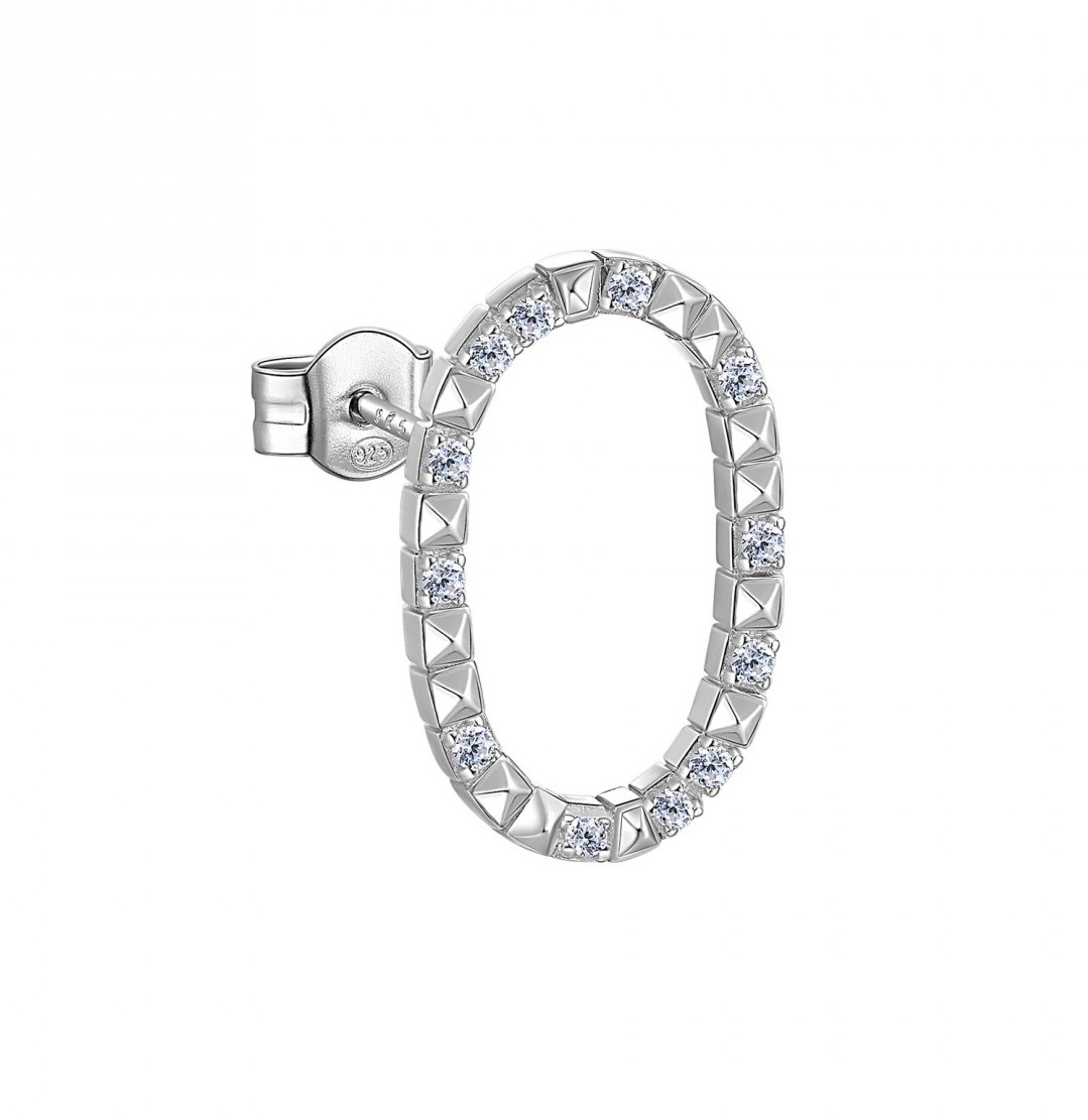 Rosato Strieborná single náušnice so zirkónmi O Cubica RZCU41.