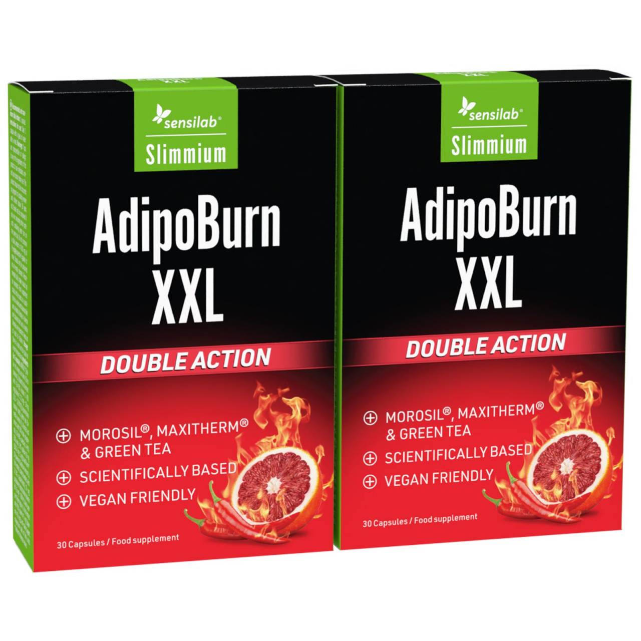 AdipoBurn Extreme | 2 caixas | Queimador de gordura para perder a barriga | Programa de 60 dias | 2x 30 cápsulas | SlimJOY.