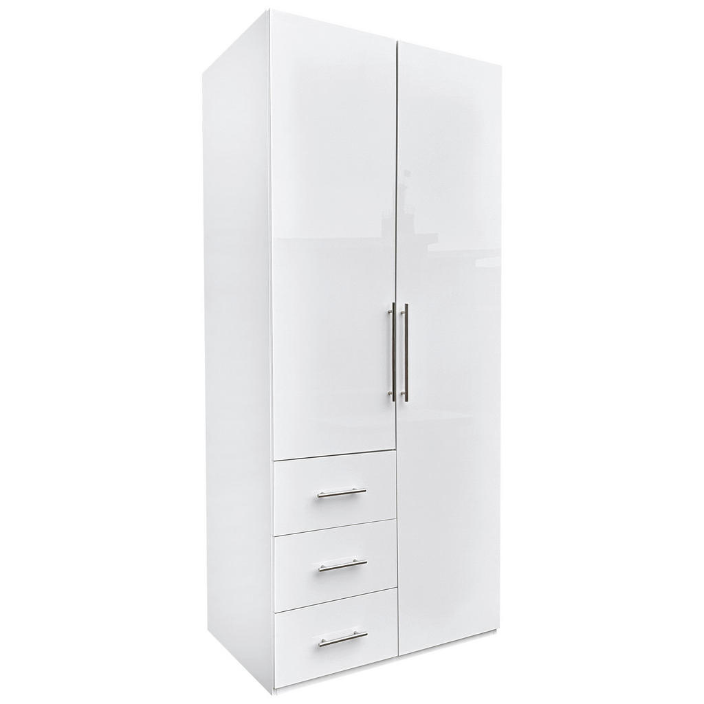 Carryhome ŠATNÍKOVÁ SKRIŇA, biela, biela s vysokým leskom, 98/219/59 cm.