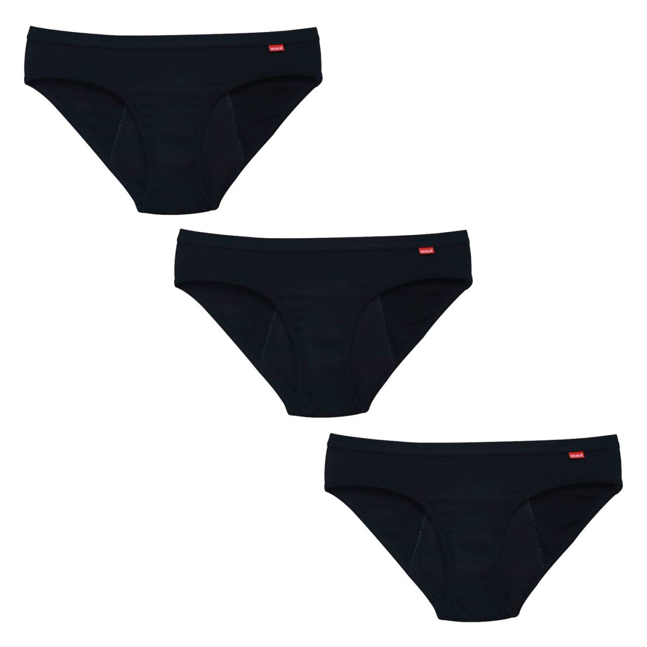 3PACK Menštruačné nohavičky WUKA Basics™ Hipster - Medium (WUKA200) 4XL.
Menstruační kalhotky WUKA Basics™ Hipster Medium Flow zcela nahrazují tampony i vložky - jsou určeny pro normální a silnější menstruaci.
Každé kalhotky WUKA mají superabsorbční klín složený z několika vrstev.
Velikosti WUKA
Upozorňujeme, že menstruační kalhotky jsou zboží hygienické povahy, které po vyjmutí z obalu není možné vrátit.



Velikost
2XS
XS
S
M
L
XL
2XL
3XL
4XL
5XL
6XL


Boky
80-85
85-90
90-95
95-100
100-105
105-110
110-115
115-120
120-125
125-130
130-135



Složení
Vnější: 95 % bavlna, 5 % elastanVnitřní vložka: 80 % polyester, 20 % elastan, prodyšný TPU, 95 % bavlna, 5 % elastan
Prádlo bylo certifikováno podle STANDARDU 100 společností OEKO-TEX®.
Navrženo ve Velké Británii, vyrobeno v Číně.
O značce WUKA
V roce 2017 vznikla značka WUKA jako první výrobce opakovaně použitelných a nepropustných menstruačních kalhotek ve Velké Británii.
Všechny kalhotky mají vysoký a široký klínek, který zadržuje krev i úniky moči, lze je tedy používat i při inkontinenci.

Kalhotky samotné jsou vyrobené z různých udržitelných materiálů – tencel, biobavlna či recyklovaný nylon.
Všechny modely jsou veganské.
Vybrat si můžete hned z několika savostí.
Kalhotky WUKA neobsahují žádné PFAS (perfluorované a polyfluorované látky), které v minulosti používala třeba známá značka THINX.
Jsou navržené ve Velké Británii a vyrobené v Číně v továrně, kterou provozuje rodina 3 sester, s certifikací GOTS a BCI a auditem továrny na férové pracovní podmínky.

Více informací najdete v článku Menstruační kalhotky a plavky WUKA.
Od roku 2023 je WUKA nositelem certifikace B Corporation®
Certifikaci B Corporation uděluje firmám celosvětová nezisková organizace B Lab.
Písmenko B je z anglického slova 