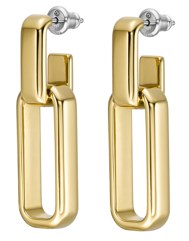 Fossil Výrazné pozlátené náušnice 2v1 Archival Core JOF00975710.