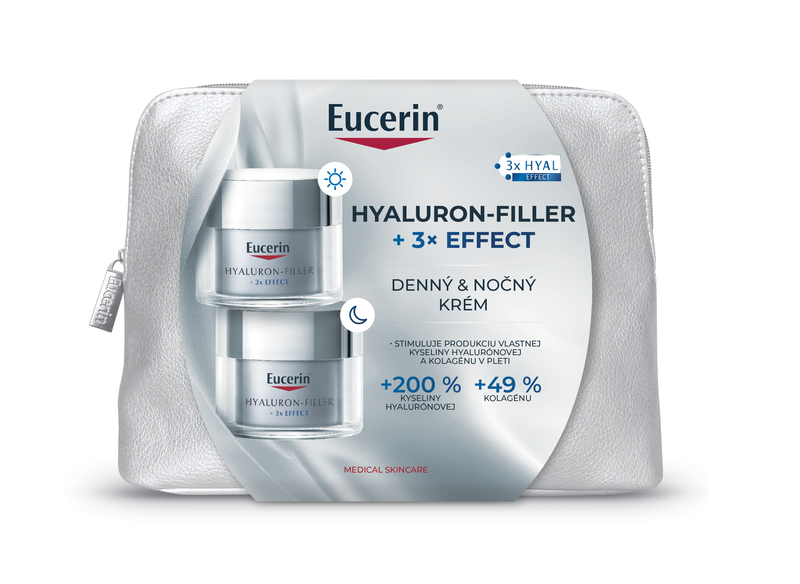 Eucerin Vianočná taštička HYALURON-FILLER + 3x EFFECT Denný krém + Nočný krém.