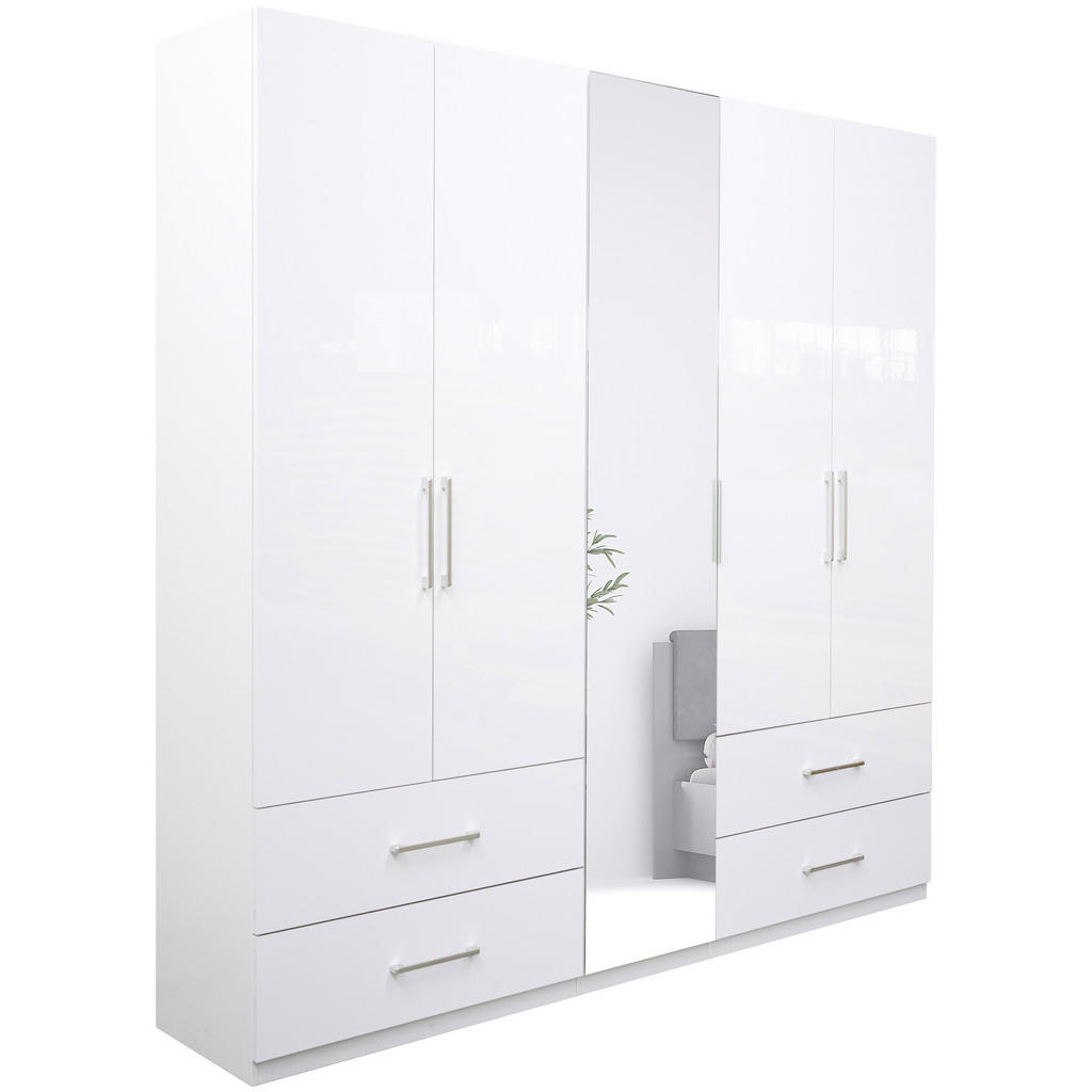 Boxxx ŠATNÍKOVÁ SKRIŇA, biela, biela s vysokým leskom, 224/211/55 cm.