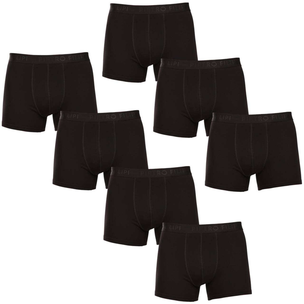 7PACK pánske boxerky Pietro Filipi čierné (7PBC1) XXL, trenky.
Doprajte si pocit luxusu a úplného pohodlia s pánskymi boxerkami Pietro Filipi.
Luxusný materiál pre maximálne pohodlie
Boxerky Pietro Filipi sú vyrobené zo zmesi bavlny a elastanu.
Elegantný dizajn a moderný vzhľad
Jednoduché čierne boxerky s výraznou vyrazenou gumičkou s logom Pietro Filipi sú navrhnuté tak, aby vyzerali moderne a elegantne.
Prečo si zamilujete boxerky Pietro Filipi

Luxusný materiál: Bavlna priedušná a mäkká, elastan pre dokonalú pružnosť.


Dlhšie nohavičky: Poskytujú oporu a pohodlie pri akejkoľvek aktivite.


Štýlová vytkávaná guma: S logom Pietro Filipi, ktorá udržuje boxerky na svojom mieste po celý deň.

Spodná bielizeň Pietro Filipi pre všetkých štýlových mužov
Značka Pietro Filipi má na českom trhu dlhú tradíciu.
Ako sa starať o boxerky Pietro Filipi

Pranie: Boxerky perte pri maximálnej teplote 40 °C, aby ste zachovali ich kvalitu a mäkkosť.


Sušenie: Nesušte v sušičke.


Žehlenie: Boxerky môžete žehliť pri nižšej teplote, aby sa zabezpečila ich dlhá životnosť.

Tip: Nájsť ten správny kus spodnej bielizne, ktorý vám dokonale padne, môže byť náročné.