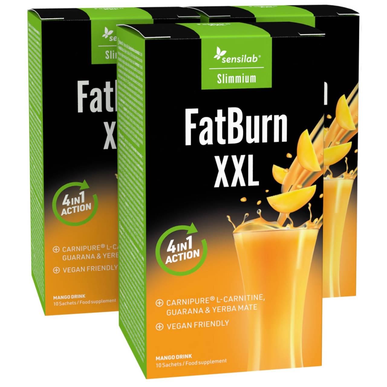 FatBurn XXL | 1+2 ZDARMA | 3-v-1 termogénny spaľovač tukov: 1000 mg L-karnitínu, 1000 mg čajú maté a 700 mg guarany | 30-dňový program | SlimJOY.