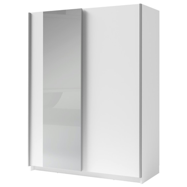 Sconto Šatníková skriňa so zrkadlom SPLIT biela, šírka 180 cm.
