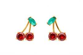 Oliver Weber Slušivé pozlátené náušnice Čerešne 23166G.