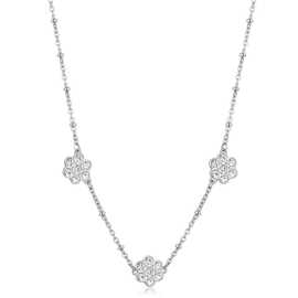 S'Agapõ Slušivý oceľový náhrdelník s kvetmi Aurora SAR42.