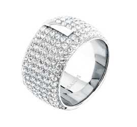 Trussardi Neprehliadnuteľný dámsky prsteň s kryštálmi T-Round TJAYF1801 52 mm.