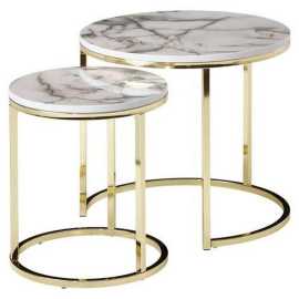 MID.YOU SADA PRÍRUČNÝCH STOLÍKOV, biela, zlatá.