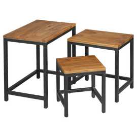 MID.YOU SADA ZASÚVACÍCH STOLÍKOV, indický palisander, farba indického palisandra.